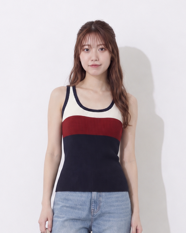 S-XL 夏日清爽氣質撞色條紋 | 針織背心