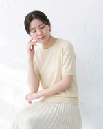 全棉舒適 圓領修身羅紋針織短袖