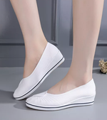 簡約車線 輕便坡跟4cm | 帆布防滑透氣鞋女式單鞋