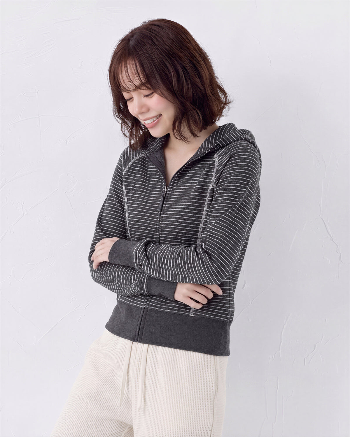 「秋季新品 」S-XL 條紋連帽拼線衛衣