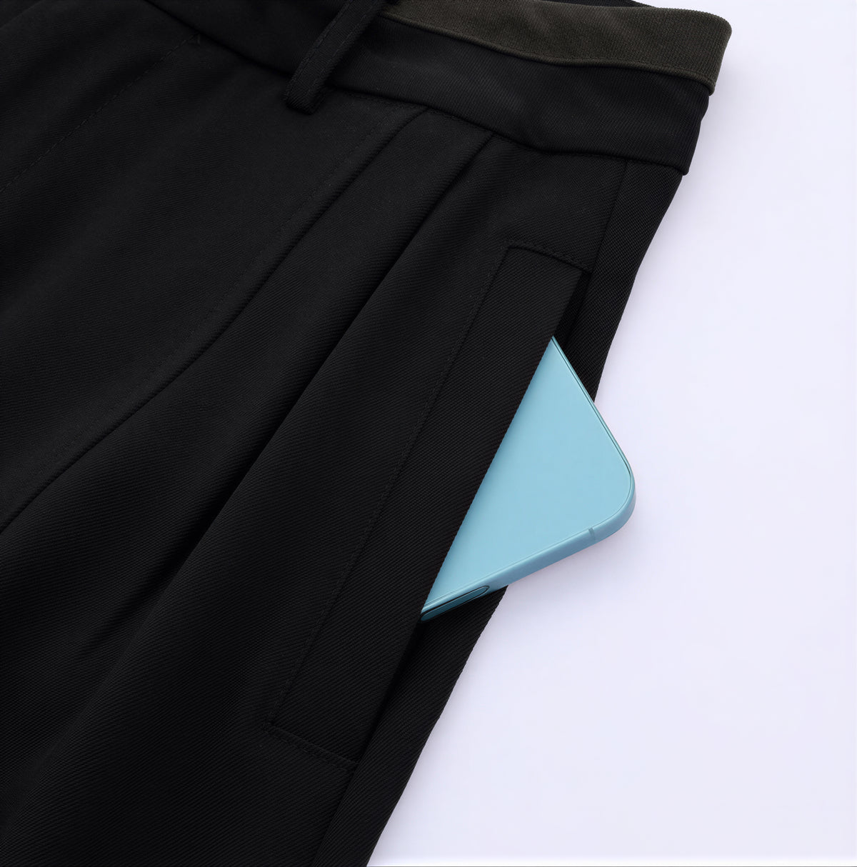 「兩色」「秋季新品 」 M-2XL 高腰修飾胯寬雙扣寬褲
