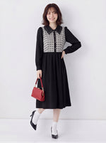 「秋季新品 」S-XL 拼接翻領收腰襯衫長袖洋裝