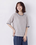 M-2XL 細條紋寬鬆圓領T恤