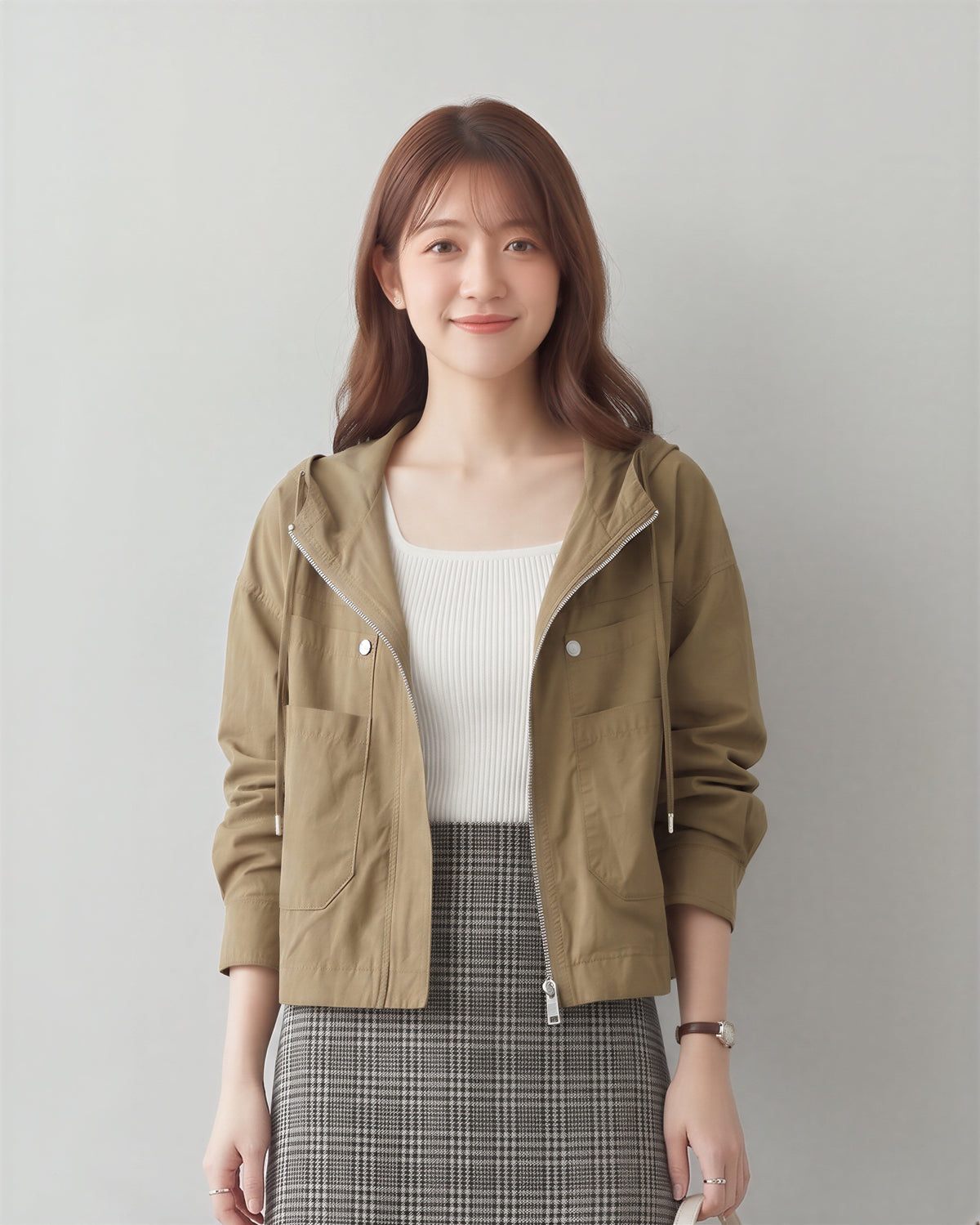 「秋季新品 」M-2XL 連帽短版寬鬆夾克