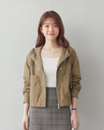 「秋季新品 」M-2XL 連帽短版寬鬆夾克