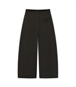 「兩色」「秋季新品 」 M-2XL 高腰修飾胯寬雙扣寬褲