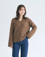 「秋季新品 」「多色」 鏤空紋理 | 小V領寬鬆針織衫