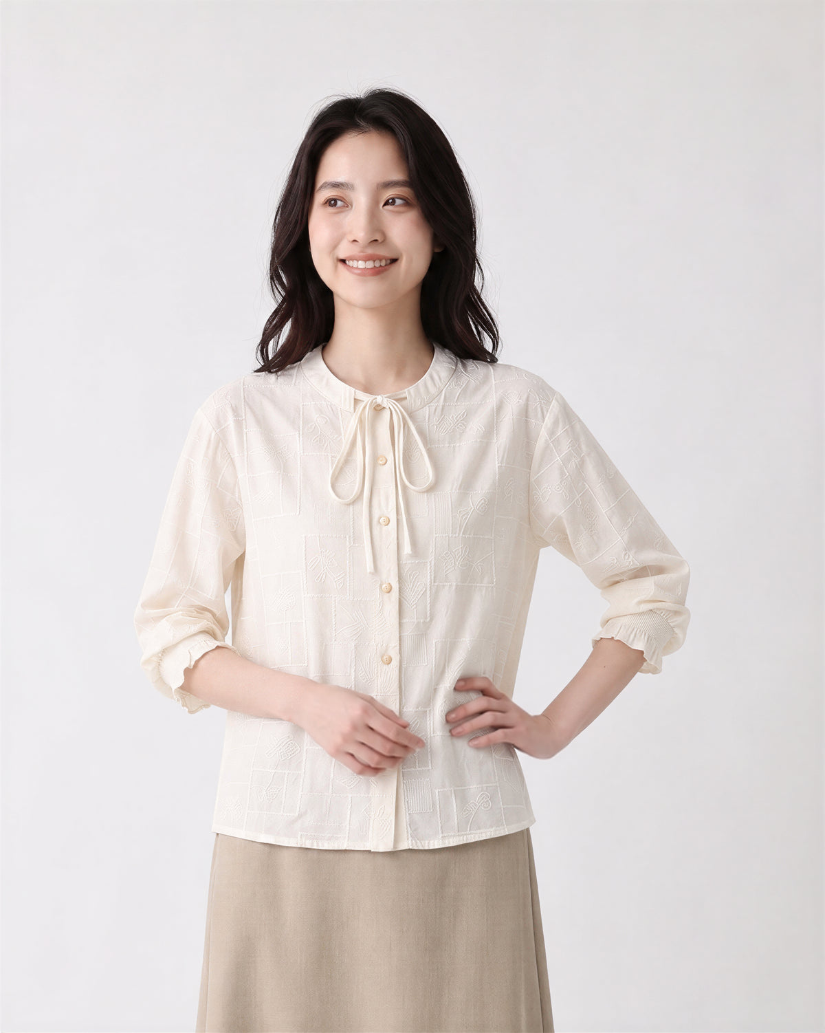 「秋季新品 」氣質純棉舒適 | 綁帶木耳邊寬鬆襯衫