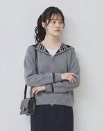「秋季新品 」S-2XL 連帽提花雙拉鍊開襟毛衣