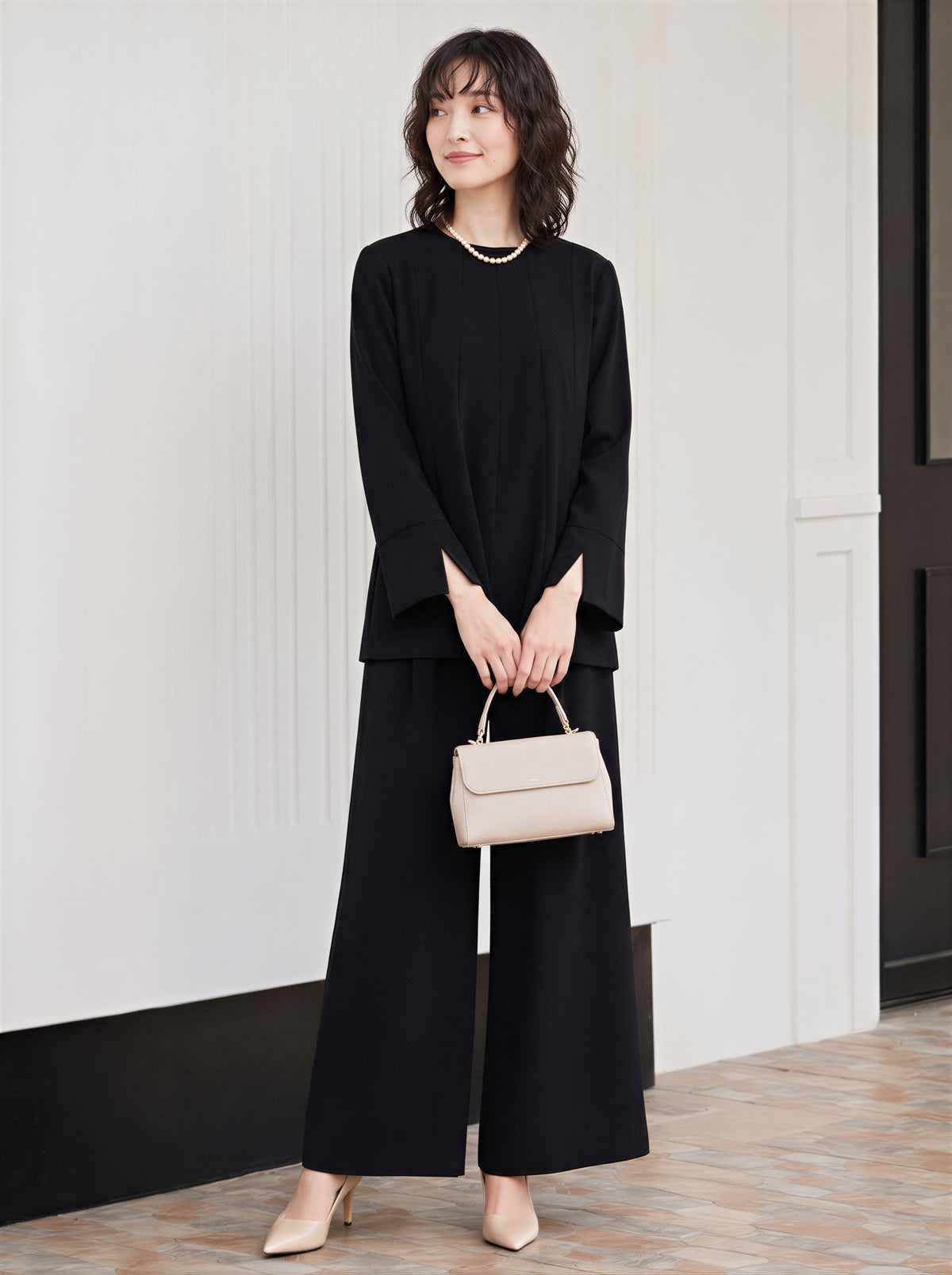「秋季新品 」S-2XL 品質兩件式 立體褶線寬鬆上衣 + 寬褲兩件式
