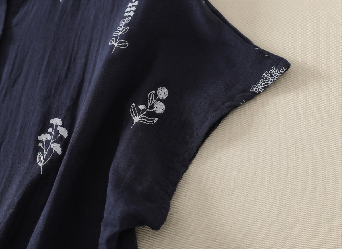「兩色」M-3XL 小圓領 | 印花寬鬆短袖襯衫