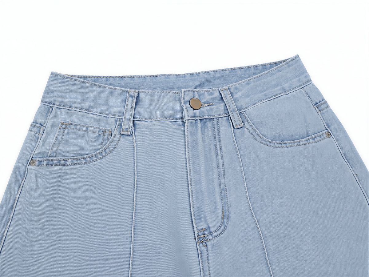 「秋季新品 」「2色」S-XL 高腰中線寬褲牛仔褲