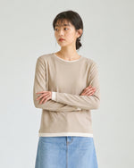 「秋季新品 」M-L 柔軟舒適 圓領疊穿感修身打底假兩件T恤