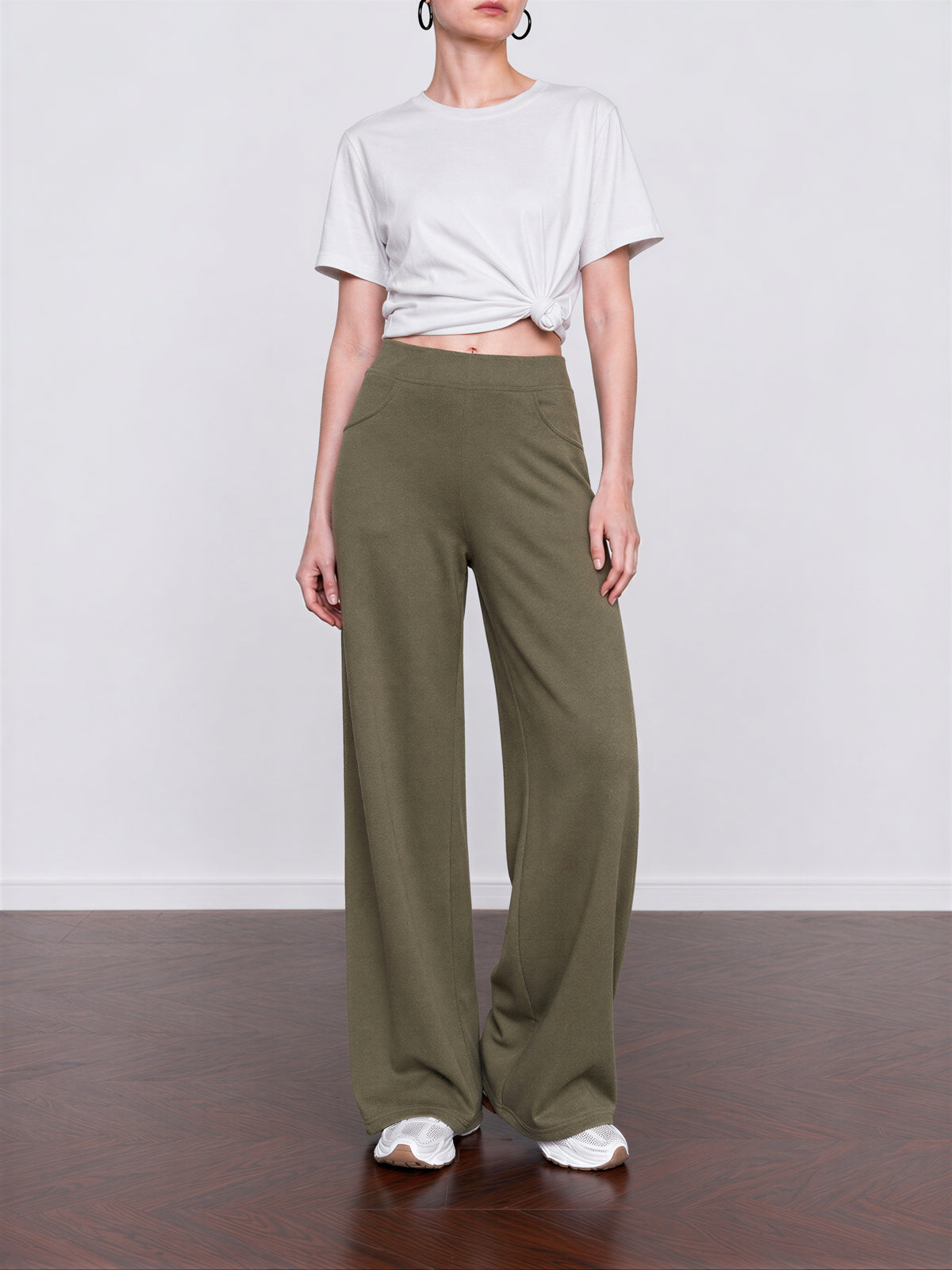 「秋季新品 」「多色」S-XL 高腰寬腿垂墜休閒褲