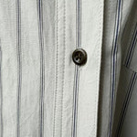 「兩色」「秋季新品 」S-XL 寬鬆條紋拼接口袋襯衫