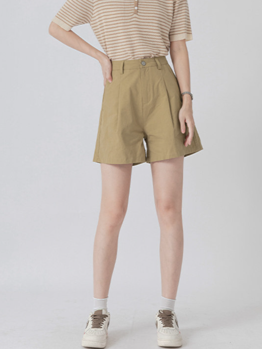 100%全棉細支，通勤百搭款！ 高腰顯瘦休閒短褲