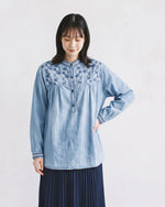 「秋季新品 」 M-2XL 刺繡立領寬鬆襯衫