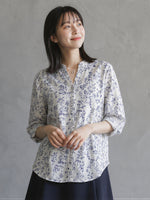 白色小立領碎花襯衫