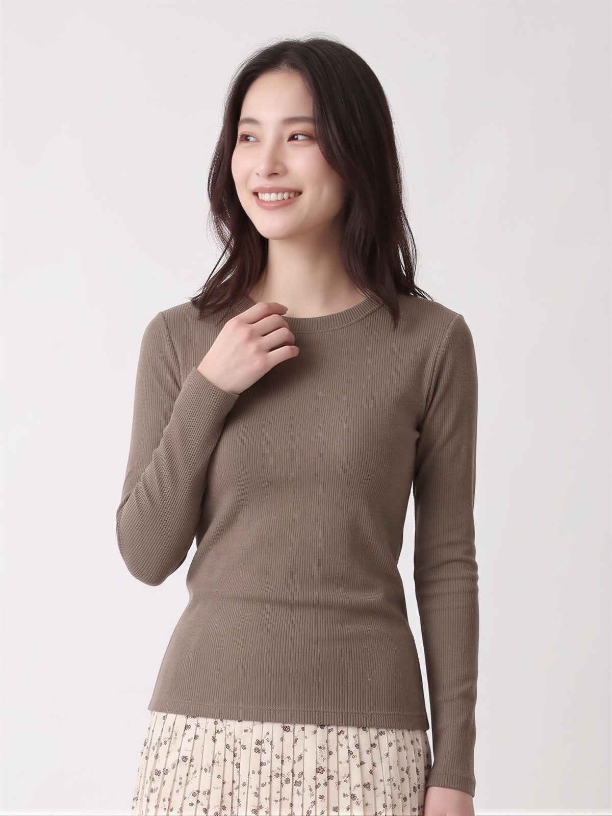 「多色」「秋季新品 」S-4XL 日系基本款休閒正肩 純色圓領收腰顯瘦長袖T
