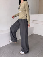 「秋季新品 」「4色」M-XL 高腰抽繩拖地寬褲