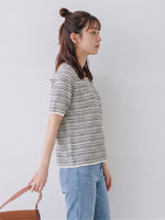 S~XL 柔軟不紮身黑白紋理 | 圓領短袖針織衫
