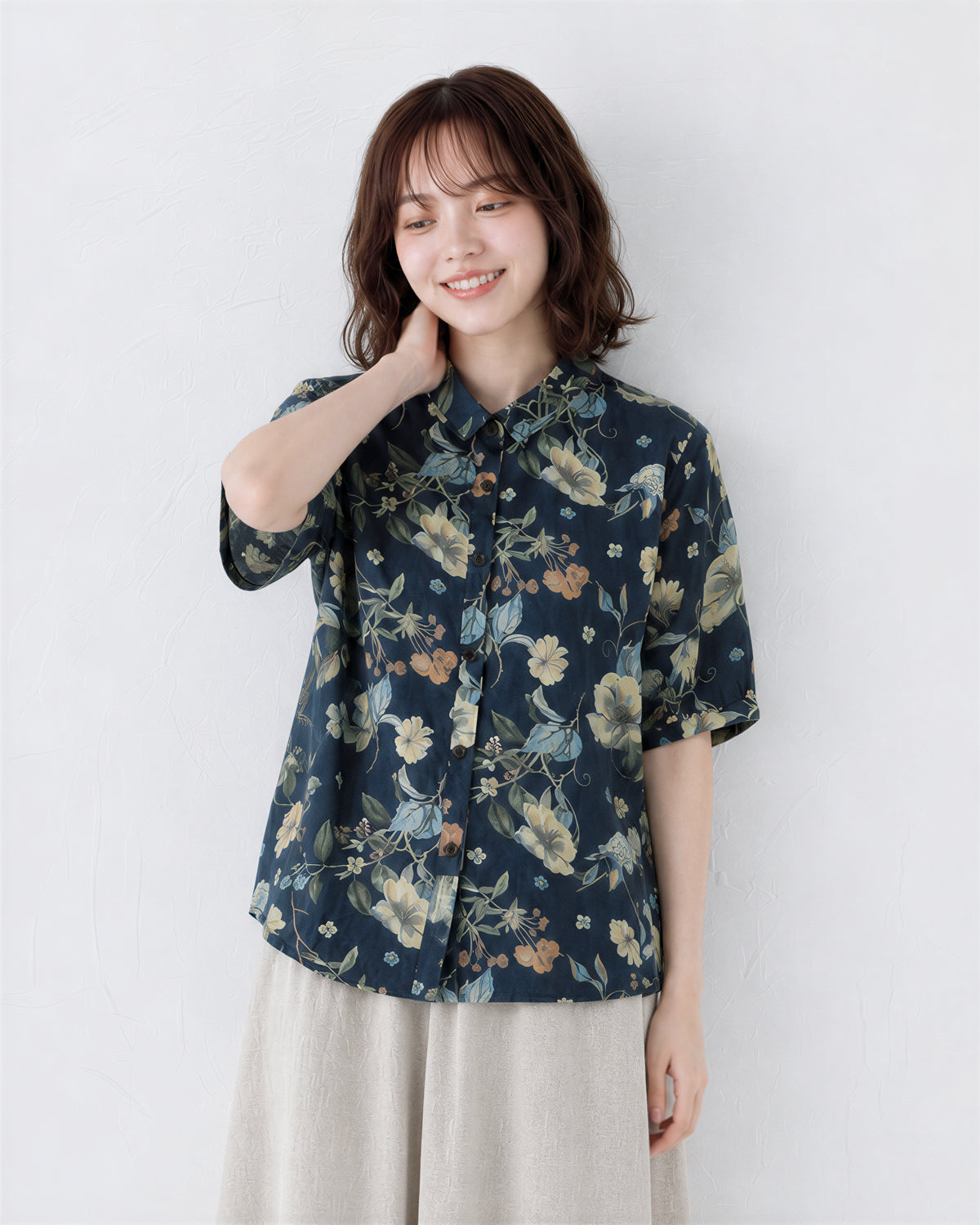 M-2XL 舒適休閒復古 | 印花藍色襯衫
