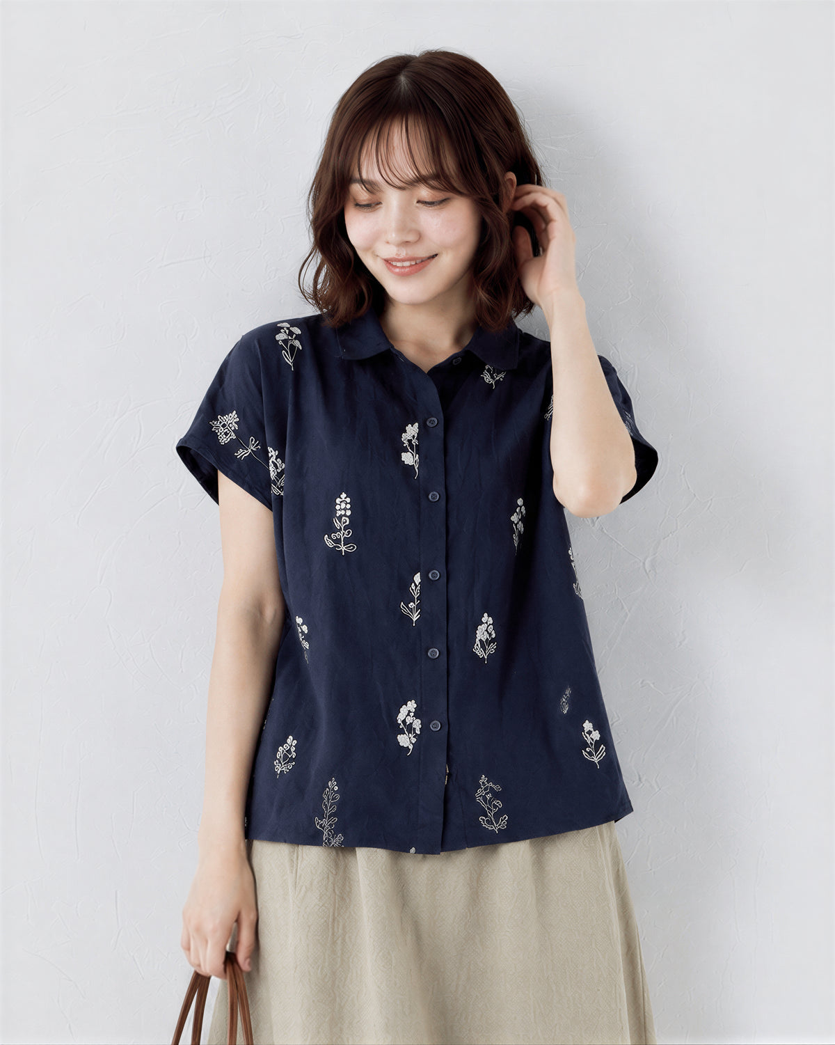 「兩色」M-3XL 小圓領 | 印花寬鬆短袖襯衫