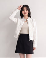 S-XL 白色立領短版 | 工裝夾克俐落外套