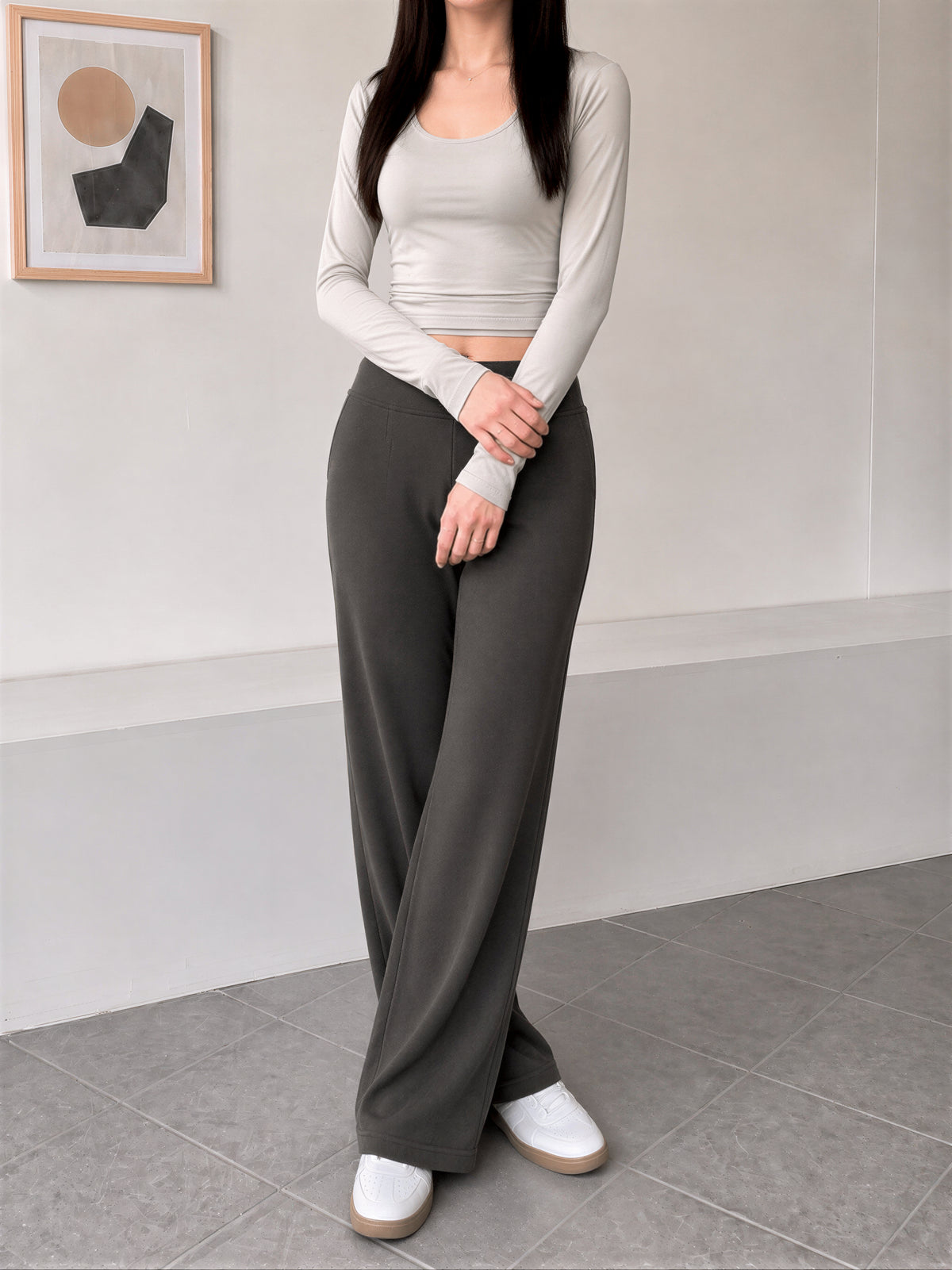 「秋季新品 」「3色」S-XL 高腰垂墜感直筒寬褲