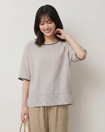 M-2XL 細條紋寬鬆圓領T恤