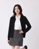 「秋季新品 」「兩色」S-2XL 直條紋修身短版針織開衫