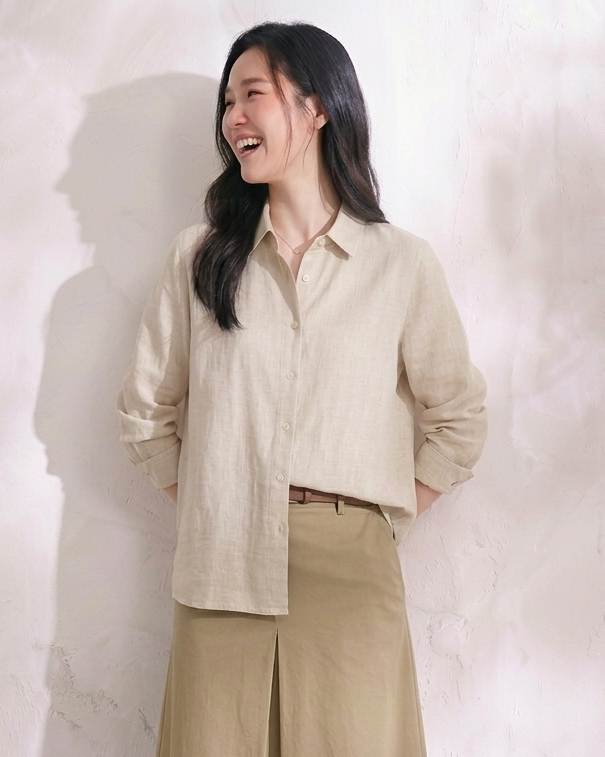 S-2XL 棉麻簡約 | 翻領寬鬆襯衫