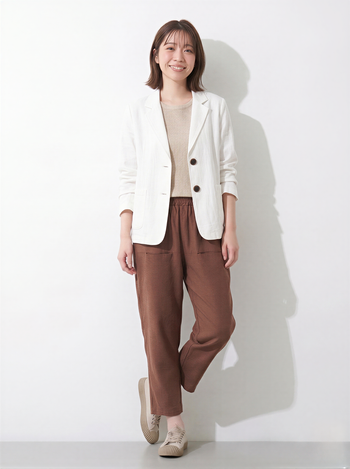 「多色」M-2XL 棉麻單排扣翻領短版西裝外套