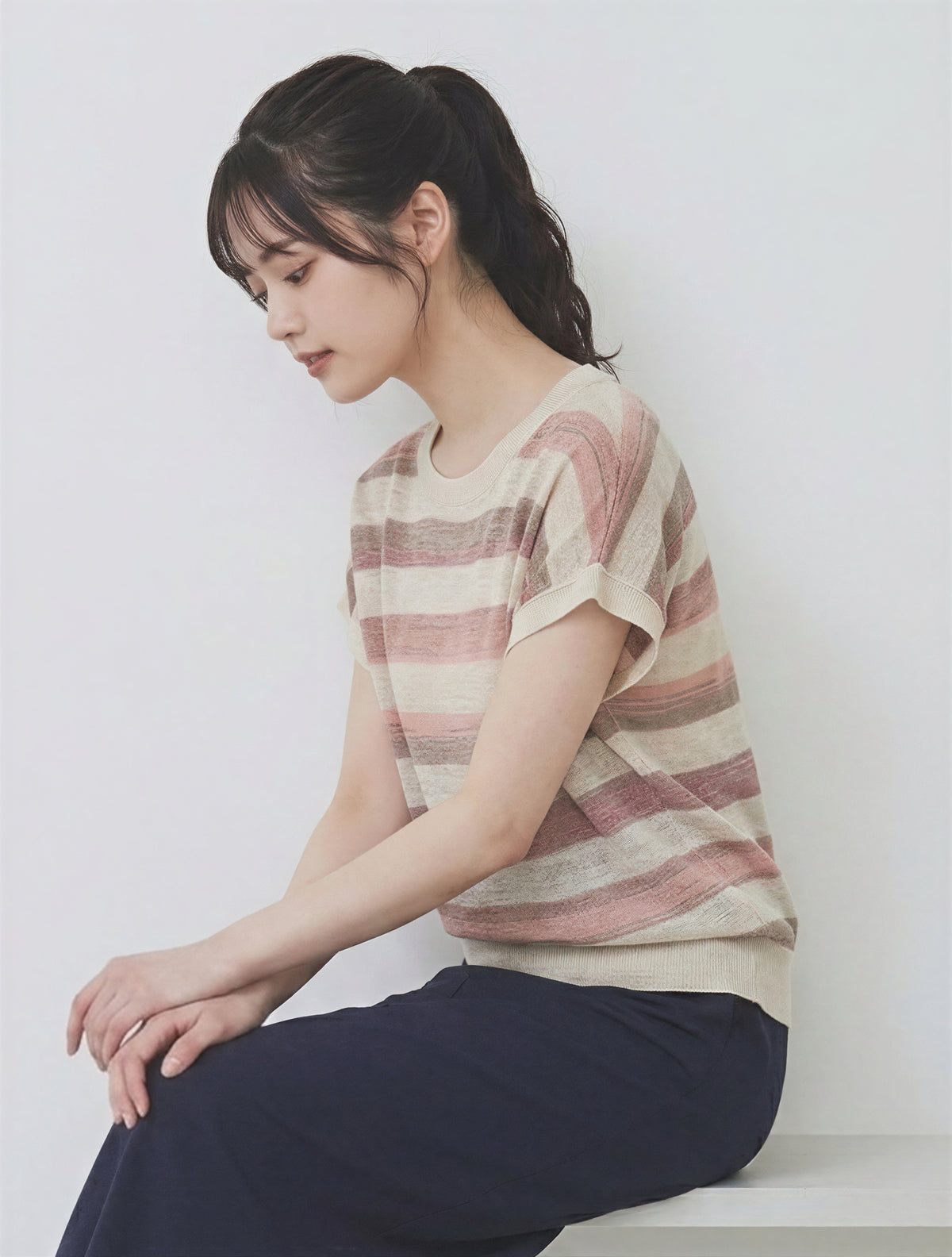 「兩色」M-XL 柔軟舒適橫條紋 | 落肩寬鬆針織衫