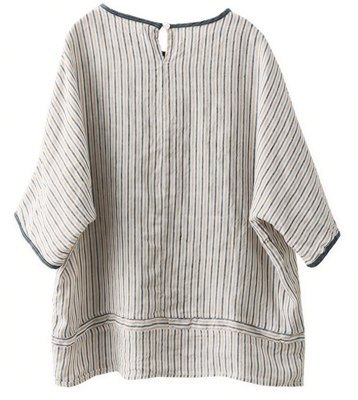 M-2XL 細條紋寬鬆圓領T恤