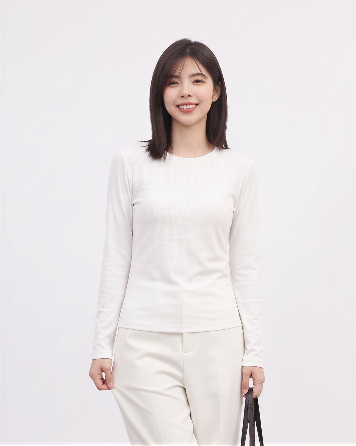 「多色」「秋季新品 」S-4XL 日系基本款休閒正肩 純色圓領收腰顯瘦長袖T
