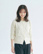 「秋季新品 」波點提花 | 短版修身針織開襟衫