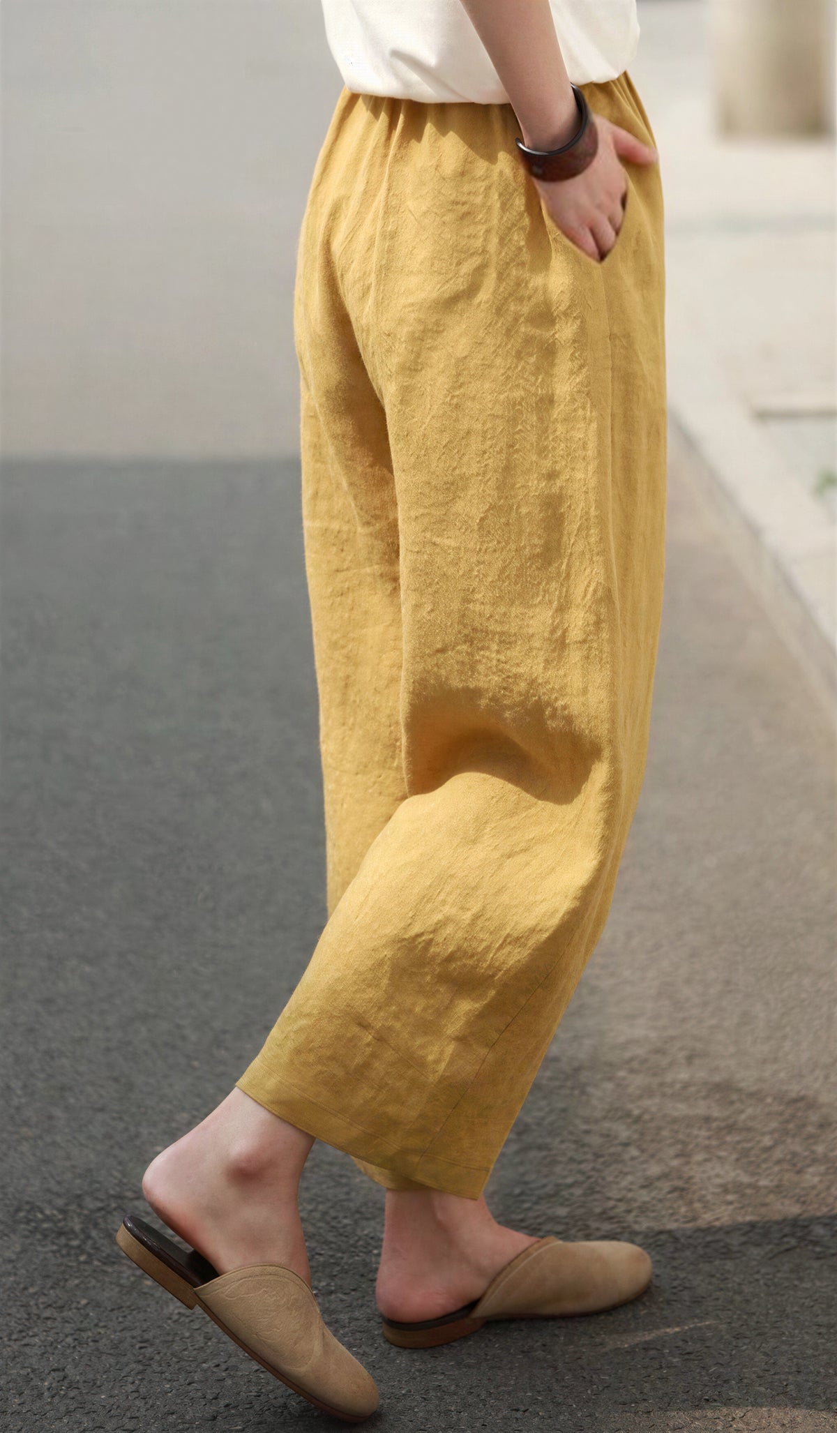 「多色」M-4XL 寬鬆直筒高腰休閒褲
