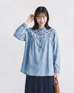 「秋季新品 」 M-2XL 刺繡立領寬鬆襯衫