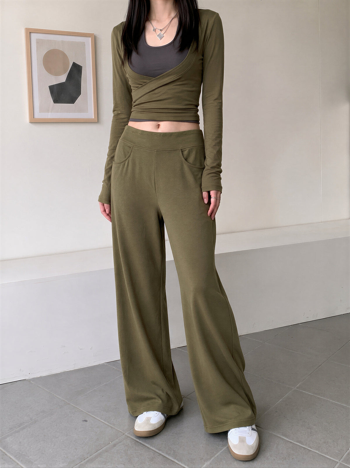 「秋季新品 」「3色」S-XL 高腰垂墜感直筒寬褲