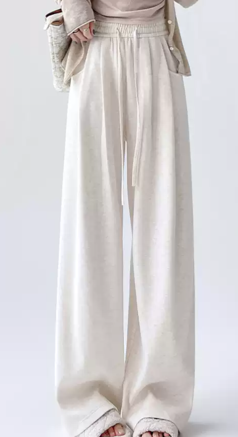 「秋季新品 」鬆緊高腰垂墜寬褲