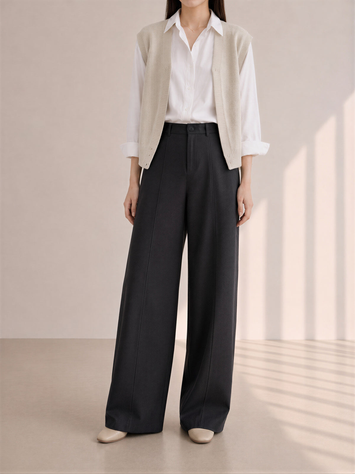「秋季新品 」「4色」S-XL 高腰垂墜拖地寬褲
