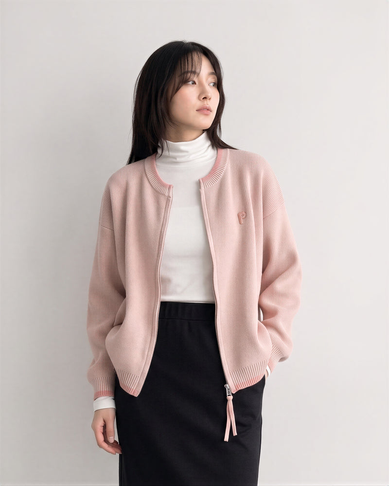 「秋季新品 」「3色」寬鬆落肩 | 拉鍊針織開襟外套
