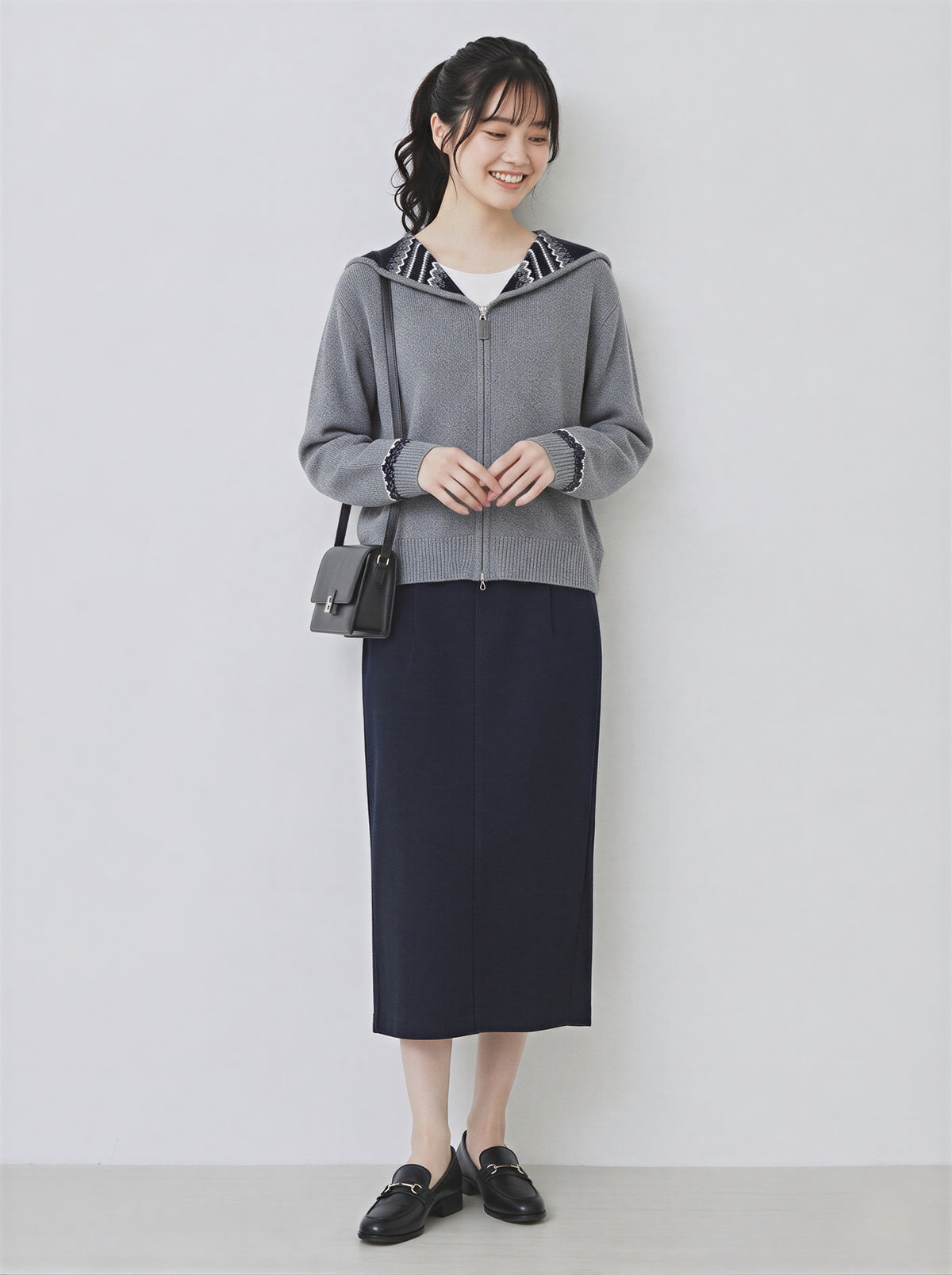 「秋季新品 」S-2XL 連帽提花雙拉鍊開襟毛衣