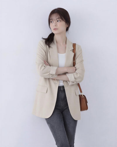 寬鬆直筒翻領西裝外套