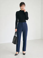「兩色」S-2XL 木耳邊半高領修身針織衫