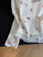 「秋季新品 」S-XL V領壓褶碎花襯衫
