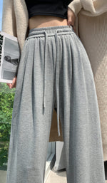 「秋季新品 」鬆緊高腰垂墜寬褲