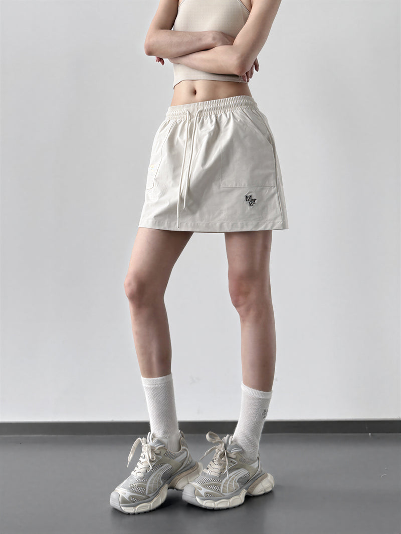 S-XL 鬆緊抽繩A字短裙