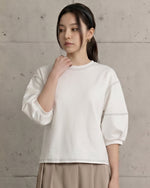 撞色明線泡泡袖衛衣-白色-XL